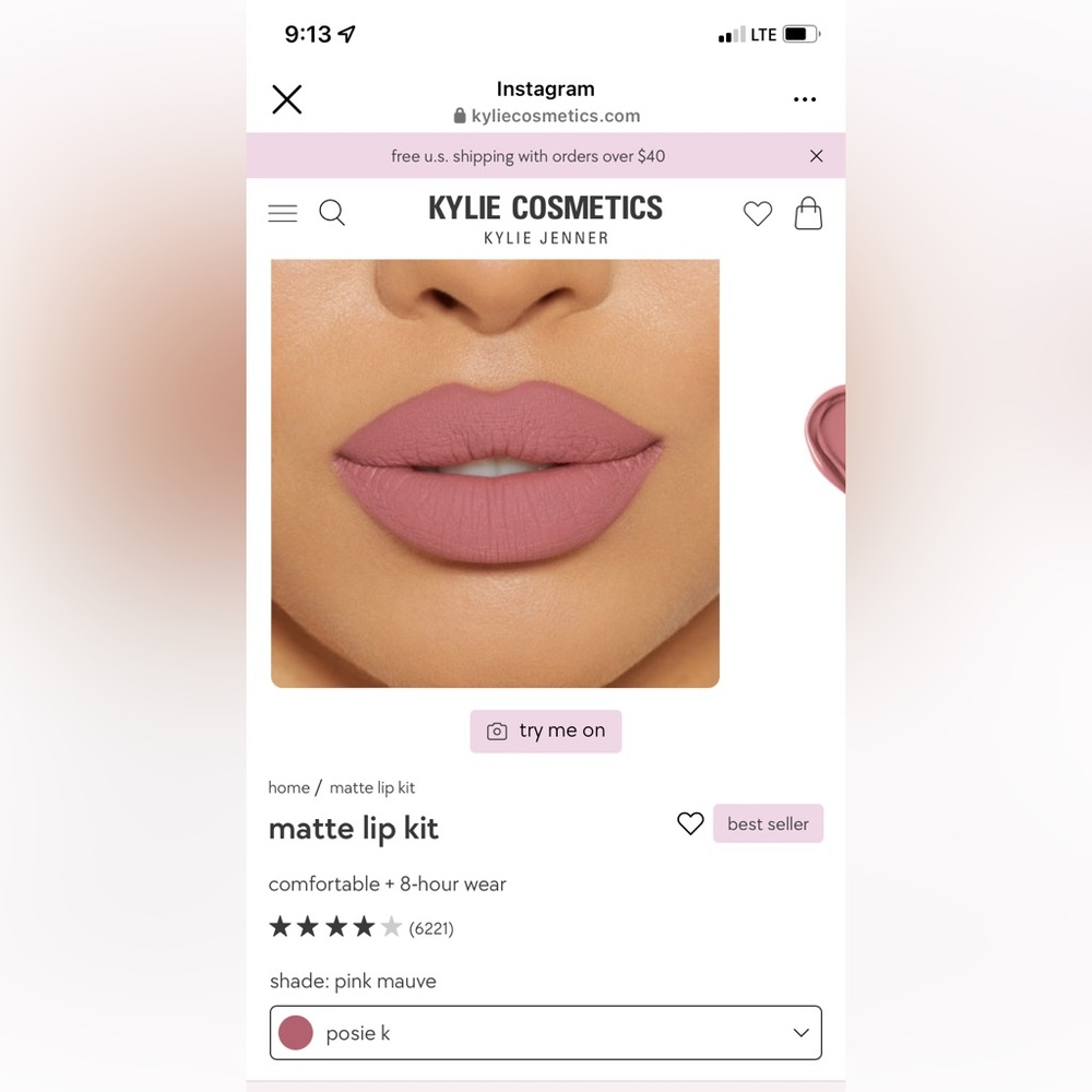 Kylie cosmetics lip kit in the shade Posie K